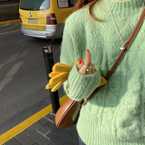 EKOOL custom lazy wind thickened warm twist sweater womens autumn and winter new loose round neck pullover sweater