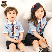  Kindergarten garden clothes summer clothes British style short-sleeved cotton mens and womens childrens class clothes custom primary school school uniforms summer suit