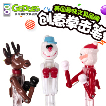 Creative Stationery Christmas Gift Cartoon Boxing Ballpoint Pen Cute Black Atom Pen 1 0 Kids Oil Pens Primary School Toys Fun Pens Multipurpose PK Game Pen Class Prize