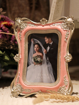  (Vertical reduction)Nordic ins photo frame decoration creative European-style light luxury retro decoration 6 inch photo custom pink