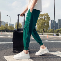 Ice Silk Thin mens casual pants mens summer green pants Chaoters 80% pants mens bunches Harun pants mens summer