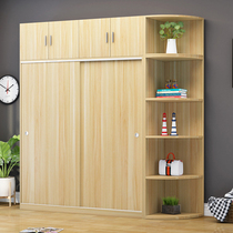 Wardrobe modern simple sliding door Childrens Home solid wood economical panel bedroom simple assembly big wardrobe