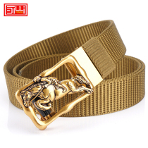 Belt mens new belt canvas nylon belt belt toothless buckle non-porous automatic buckle tide young people Belt Leisure