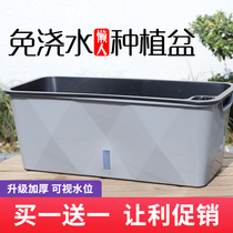 New automatic absorbent lazy flower pot water rectangular green flower seed pot double resin special planting box