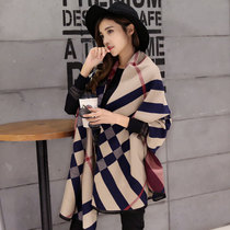 High-end Korean cashmere scarf ladies double-sided thick plaid shawl dual-purpose warm cloak tide autumn and winter New