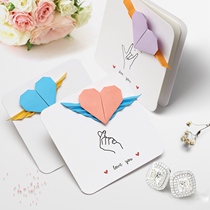 Ai Sunny Handpicked Solid Hand Folded Paper Greeting Cards Square Card Valentines Day Birthday Coursework White Message Gift