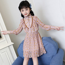 Girls Broken Flowers Dress dress CUHK Tong 2022 Autumn Dress New Korean Version Foreign Air Beating Underskirt Children Spring Autumn Snowspun Dress