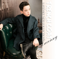 lavensey2021 Spring and Autumn new boy windbreaker wind coat foreign style English jacket medium long paragraph