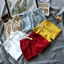 Summer childrens clothing baby shorts boys and girls cotton linen shorts childrens linen pants beach pants baby big pp pants