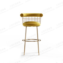 Light luxury stainless steel bar chair sales office hotel front desk high chair Nordic minimalist home high stool bar chair