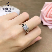 Sterling silver plated 18K platinum Mossang diamond classic simple minotaur diamond ring female proposal wedding ring gift