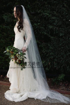 Korean Temperament Classic Pearl 100 Hitch White Single Layer Head Yarn Bride Wedding Headwear Overlong Trailing Retro Soft Yarn