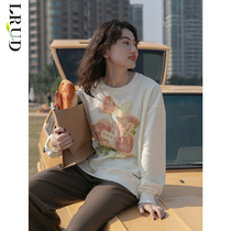 LRUD ladies necropolis dress lady spring dress 2022 new spring autumn loose display slim and no cap student printed round collar blouse