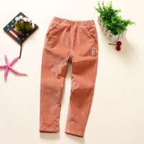 2021 Spring Korean version of Girls cotton padded velvet pants childrens casual pants childrens casual pants big childrens trousers