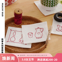 Humbling Little Red Book Peach Bud Couple) Three Meals Seasons Day Series Cotton Room Cups Mat Newlyweds Wedding wedding Kitchen Quarters