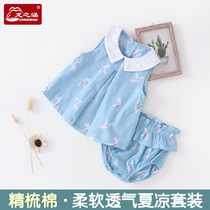Longzhihan female treasure 0-2 years old baby childrens clothing Female baby dress Summer princess dress Pure cotton summer skirt