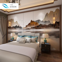 Customized bedside soft bag hard bag New Chinese artistic conception landscape mural painting modern simple living room sofa TV background wall