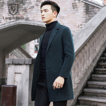 Autumn and winter new medium and long wool trench coat slim double-sided wool coat mens fashion cashmere-free jacket tide