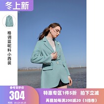 Three color 2021 spring new lapel Belt wool loose long double-sided coat coat coat women