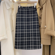 Lolora Maw plaid skirt women 2021 Winter new design sense niche Korean version of high waist A long skirt