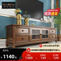  American full solid wood TV cabinet Walnut coffee table TV cabinet combination set small apartment simple ash wood furniture