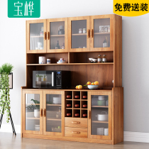 Dining side cabinet Wine cabinet Simple modern living room cupboard Kitchen cabinet side cabinet Solid wood color high cabinet Dining cabinet Tea cabinet