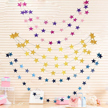 Festival decoration star flower birthday pendant five-pointed star pull flag flag flag kindergarten classroom decoration National Day