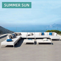 Nordic Outdoor Corner Sofa Combination Casual Rattan Chair Sofa Living-room Trio Biathlon Noble Princess Lounge Furniture