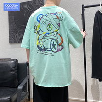 Colorful Bear Short Sleeve T-shirt Mens Tide Brand Loose base shirt Summer Trend Joker 2021 New High-end Body Shirt