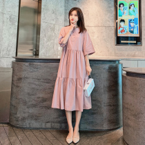 Maternity dress 2021 summer new long over-the-knee loose large size thin fashion style foreign summer skirt