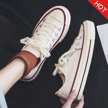 Canvas shoes female students Korean ins low-help small white shoes women spring and summer wild college style 2021