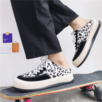 Summer half-support canvas shoes mens heel-free thick soleplate shoes net red personality trendy shoes one pedal ugly cute fat drag mens shoes