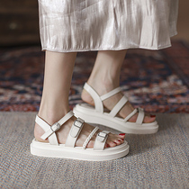 Sandshoes Women Summer Thick bottom 2022 New Korean version 100 hitch student Fashion Shoes Fairy Wind Flat-bottomed Roman Shoes