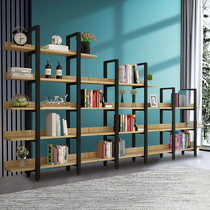  Shelf shelf Multi-layer floor-to-ceiling household wrought iron shelf Living room storage storage display rack Simple steel and wood bookshelf