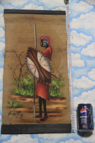 Overseas fun collection African handmade sackcloth paintings Indigenous soldiers