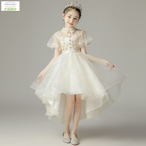 Girl Princess Dresses Dresses Dresses Summer Flowers Children High-end Late Foreign Air Girl Birthday Pompon and Host Dress Rehearsal