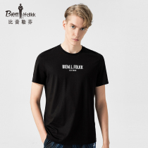 Biyin Lefen summer pure cotton breathable slim fit vitality classic letter printing round neck short-sleeved t-shirt men