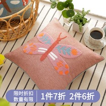 Hand embroidered pillow Office waist cushion cushion Home sofa pillow Bedside pillow bag Pastoral embroidery nap pillow