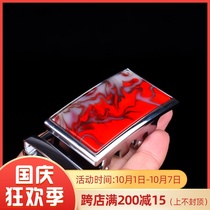 Hetian Jade gold silk jade chicken blood stone Jade safe no matter card inlaid belt buckle waist pendant mens Jade waist buckle