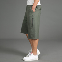 Total Cotton 60% Pants Mens Clothing Seniors Loose Outwear Casual Straight Drum Shorts Dad Dress Summer Fit 6 7-pants