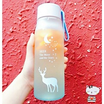 High-value glass water cup Girl heart Simple portable net red ins wind Korea fresh and cute forest water bottle