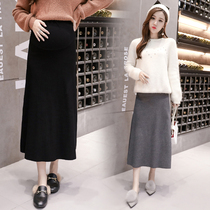 Pregnant Woman Skirt Autumn Winter Wear half body dress Fashion 2020 mid length Knitted Skirt Tobellied Pregnant Woman Dress Fall Outside dress Fall