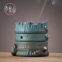 Creative ceramic aromatherapy home indoor air sandalwood stove bamboo tea ceremony incense burner Zen pan incense stove
