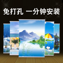 Rolling curtain toilet curtain toilet bathroom waterproof landscape painting blackout bedroom non-perforated scroll roll roll