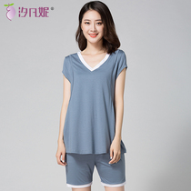 Sunny Vanni summer modal short-sleeved shorts thin pregnant womens pajamas set summer postpartum lactating household clothes