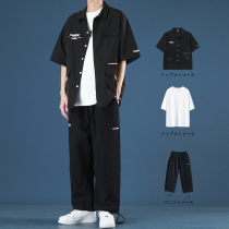 Pants Mens Summer Thin style casual pants High Street ins Han version trendy drawing rope bunches Loose Straight Barrel Broadlegged Trousers