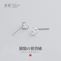 Cat Jellyfish S925 Pure Silver Hollowed-out Small Loving Ear Hook Woman Korean Temperament Lukewarm Wind 100 Lap Net Red Ear Accessories
