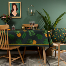 Light luxury American flowers and plants pineapple tablecloth anti-scalding waterproof cotton linen cover cloth restaurant small round tablecloth New Year coffee table cover cloth