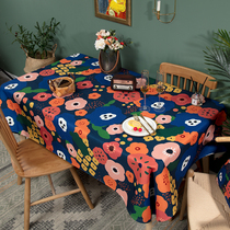 Art Break Flower Table Cloth Waterproof Cotton Lins Net Red Table Cover Cloth Small Round Table Cover Towel Tea Table TV Cabinet Dust Resistant