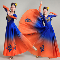 Upscale Xinjiang Dance to serve female minority Practicing Qigong Great Pendulum Skirt Clothing the Wee Nation Opening Dance suit Long dress
